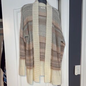 Striped Cream and Gray Women's Sweater